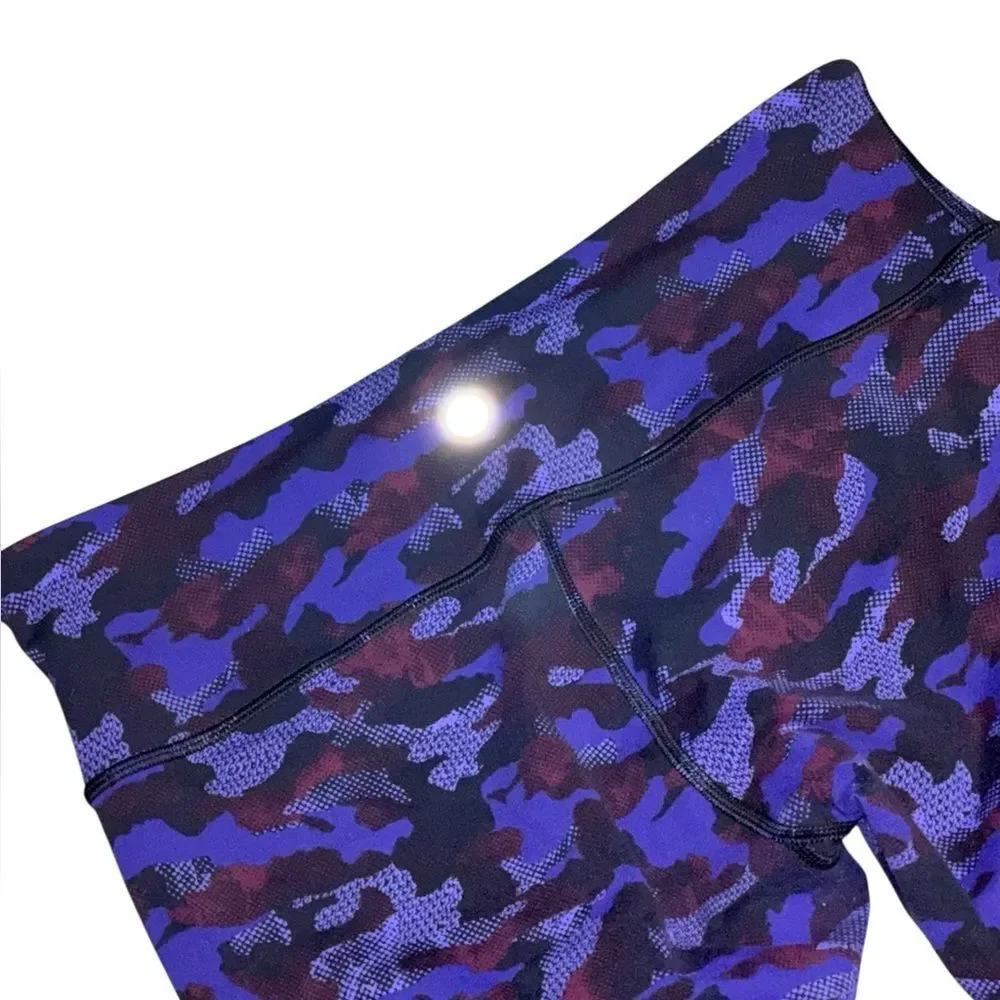LULULEMON ATHLETICA blue black Wunder Under Crop III Camo Emperor leggings sz 8